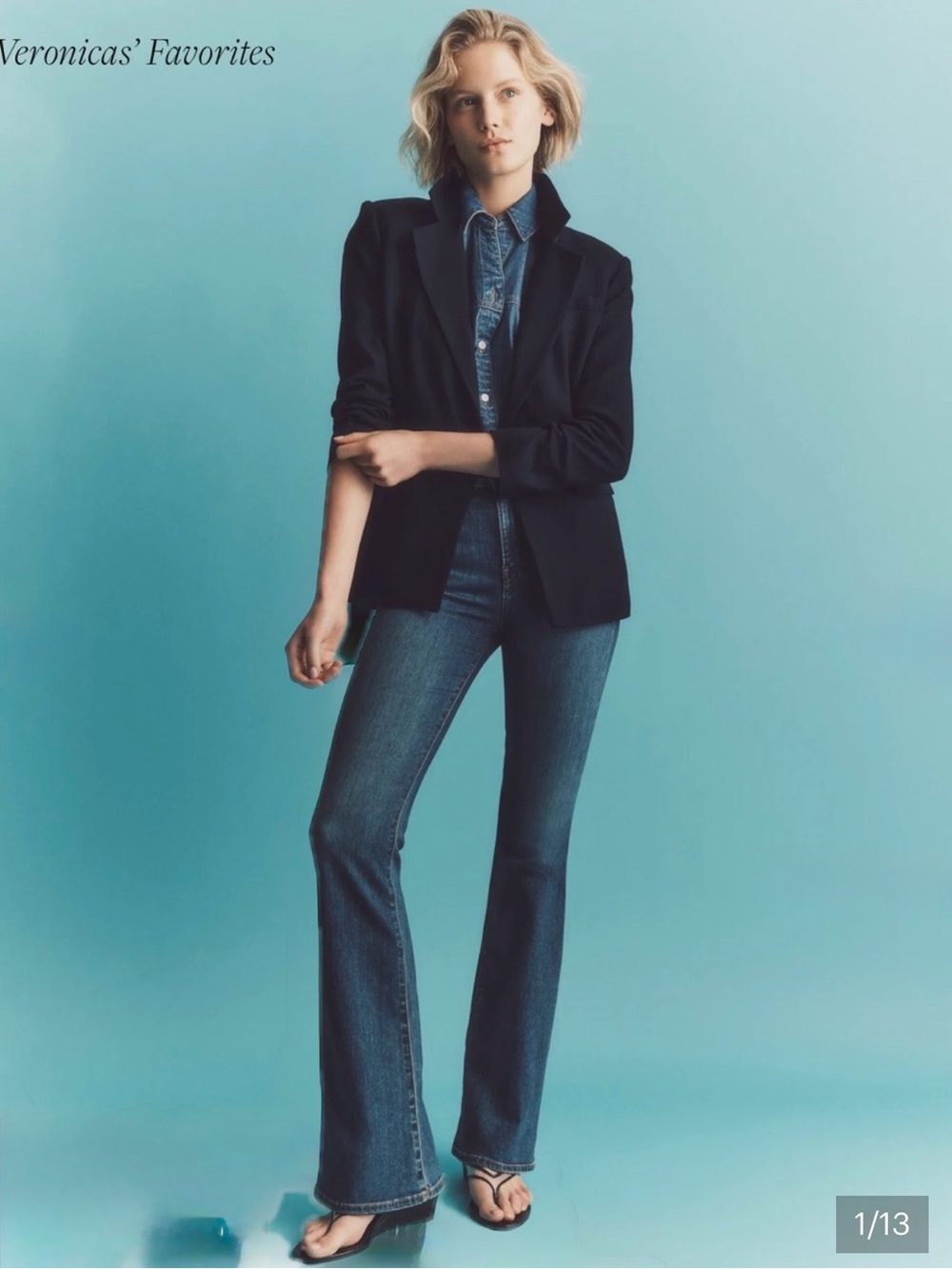 Veronica Beard Beverly Skinny Flare Jeans In Mineral Blue